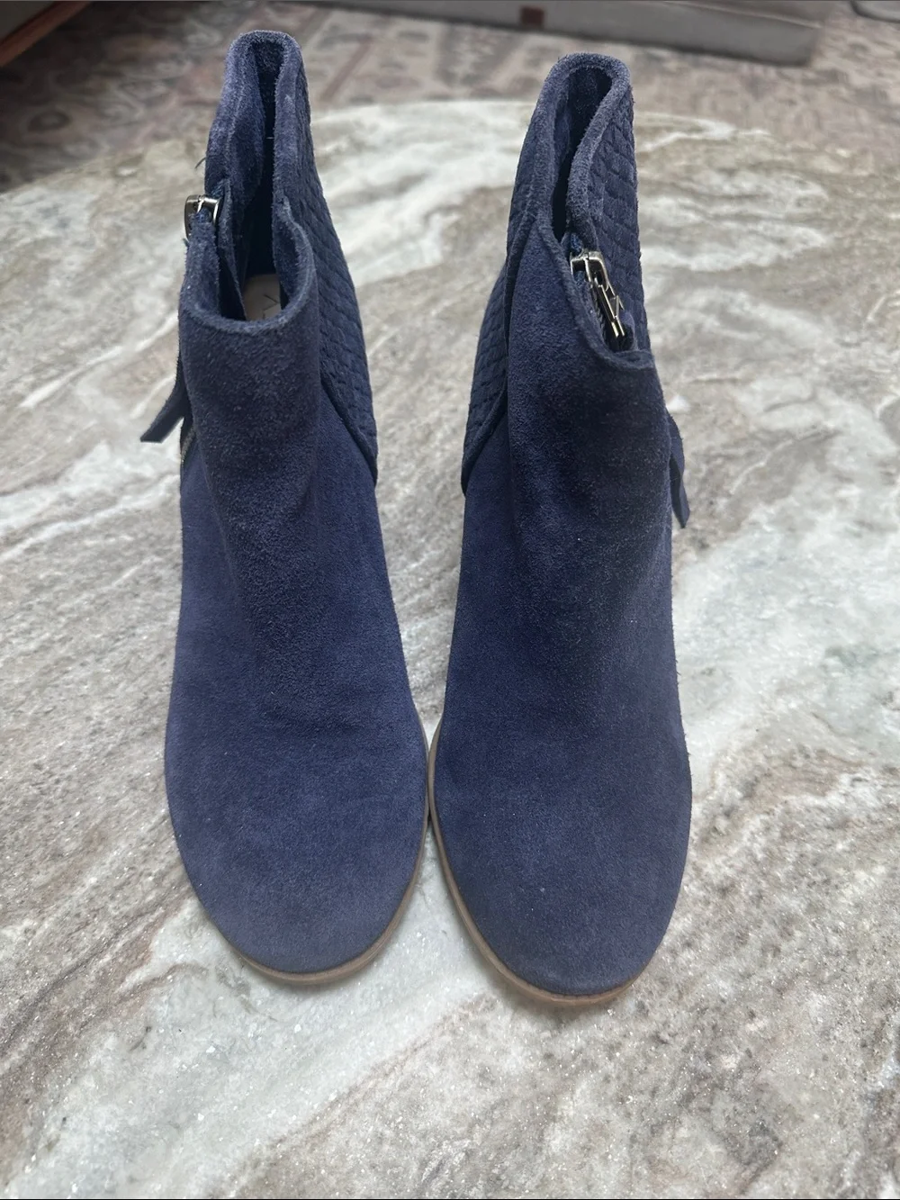 Sole Society Zada Woven Suede Ankle Bootie  Boots Blue Boho-Chic Western Sz 8.5